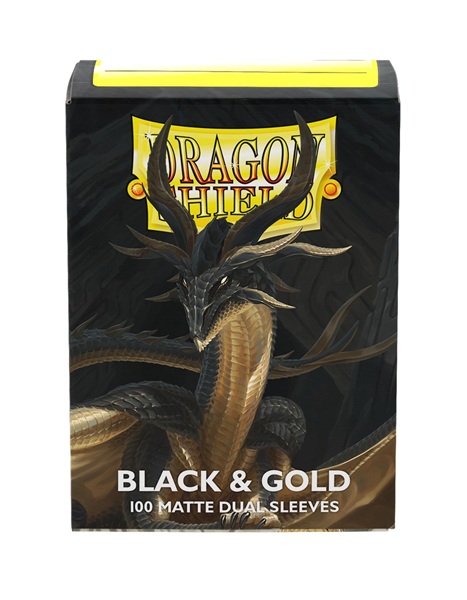 Dragon Shield Deck Protectors - Matte Dual Sleeves: Black & Gold - 100 lommer - Dragonshield - Sleeves #AT-15069