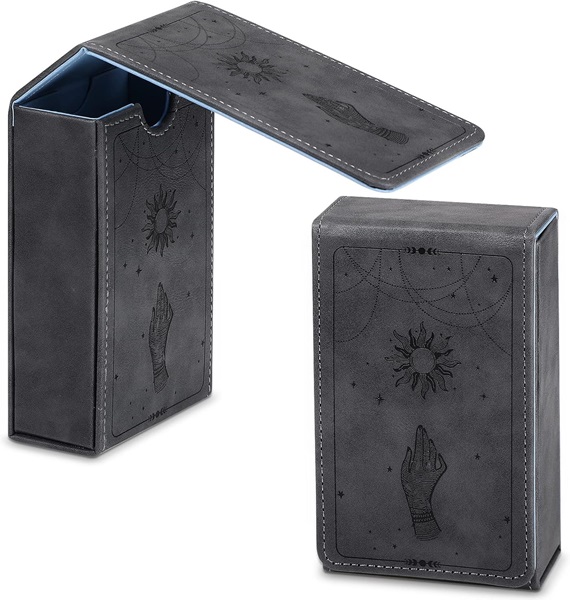 Tarot Deck Case (Deck Box) 80+: Sun - Black with Blue-Grey (Sort med Blågrå)