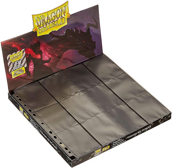 Dragon Shield 24-Pocket Pages: Matte/Non-Glare (Mappelommer til Ringbind/11 Huller) Side-Loading Black (Sort) (50)