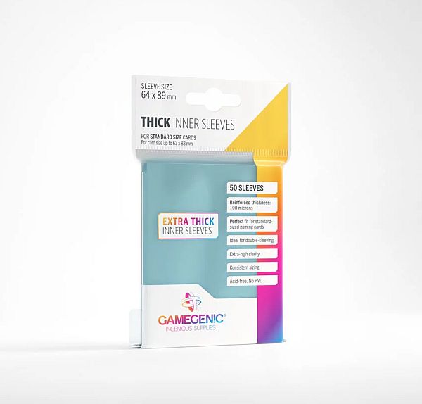 Gamegenic - Thick Inner Sleeves - Clear (Transparent/Gennemsigtig) (50 Kortlommer)