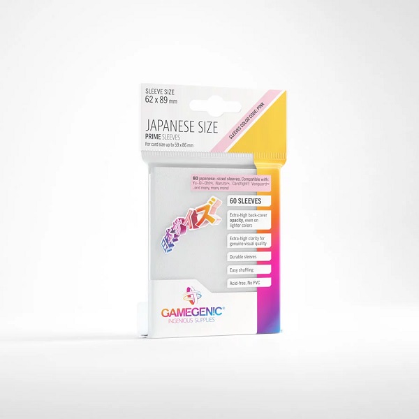 Gamegenic: Prime Sleeves: Small/Japanese Size - White (Hvid) (60 Kortlommer)