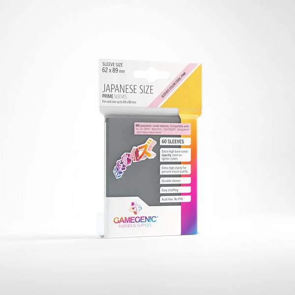 Gamegenic: Prime Sleeves: Small/Japanese Size - Dark Grey (Grå) (60 Kortlommer)