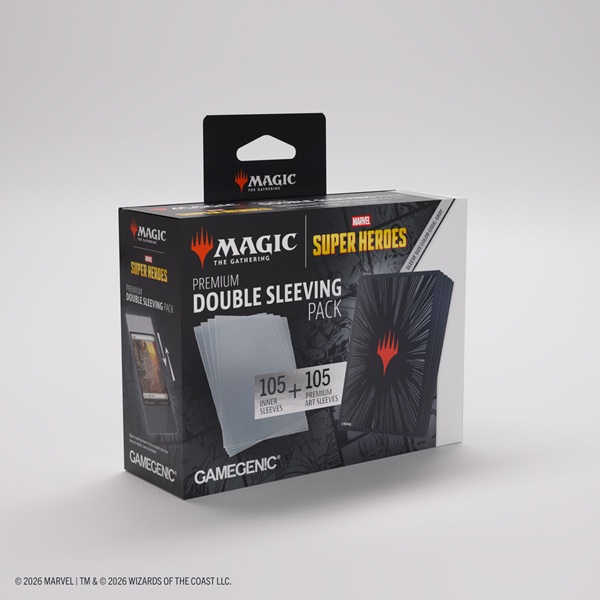 Gamegenic - Magic: The Gathering - Marvel Super Heroes - Premium Double Sleeving Pack - Comic Burst Black (2x100 Kortlommer)