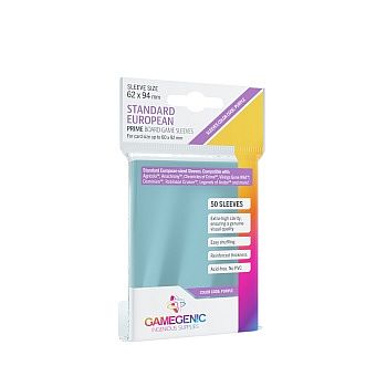 Gamegenic - Prime Boardgame Sleeves: Standard European-Sized (Purple Code) - 62 x 94 mm - Clear (Transparent) (50 Kortlommer)