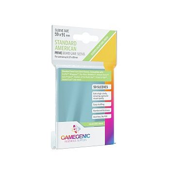 Gamegenic - Prime Boardgame Sleeves: Standard American-Sized (Green Code) - 59 x 91 mm - Clear (Transparent) (50 Kortlommer)