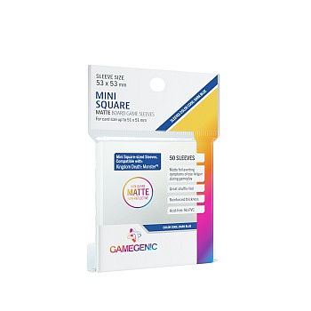Gamegenic - Matte Boardgame Sleeves: Mini Square-Sized - 53 x 53 mm - Clear (Transparent) (50 Kortlommer)