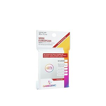 Gamegenic - Matte Boardgame Sleeves: Mini European-Sized (Red Code) - 46 x 71 mm - Clear (Transparent) (50 Kortlommer)