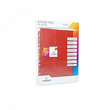 Gamegenic - Sideloading 18-Pocket Pages (10 Mappelommer til Ringbind) Red (Rød)