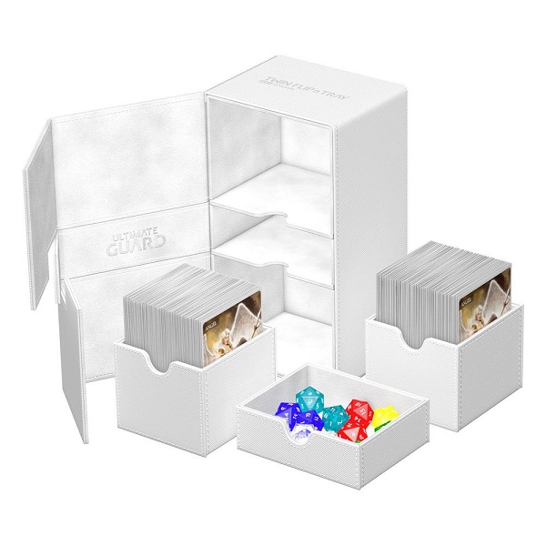Ultimate Guard Twin Flip'n'Tray Deck Case (Deck Box) 200+ Standard Size XenoSkin Monocolor White (Hvid)