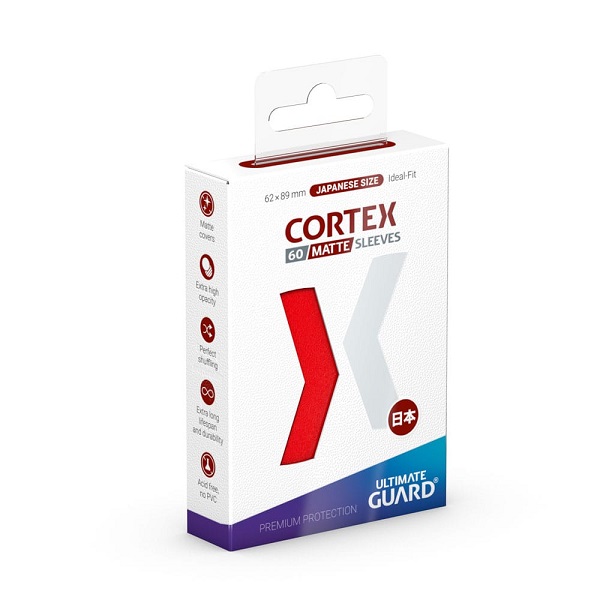 Ultimate Guard - Cortex Sleeves (Kortlommer) - Japanese Size (Yugioh-størrelse) Matte Red (Rød) (60 Sleeves)