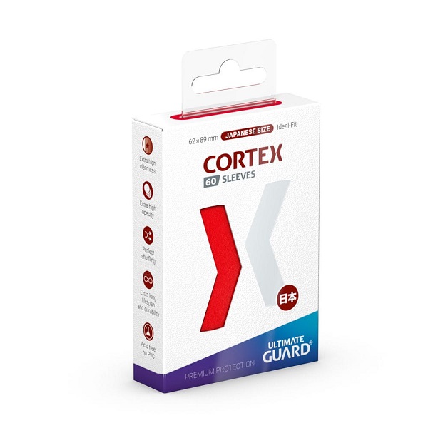 Ultimate Guard - Cortex Sleeves (Kortlommer) - Japanese Size (Yugioh-størrelse) Red (Rød) (60 Sleeves)