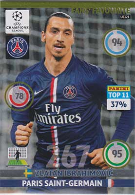 2014-15 Adrenalyn Champions League UPDATE #UE121 Zlatan Ibrahimovic