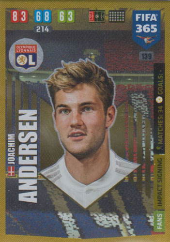 Adrenalyn XL FIFA 365 2020 - 139 Joachim Andersen - Olympique Lyonnais