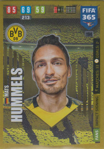 Adrenalyn XL FIFA 365 2020 - 194 Mats Hummels - Borussia Dortmund