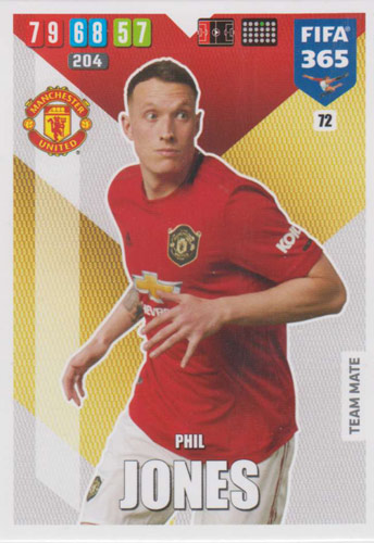 Adrenalyn XL FIFA 365 2020 - 072 Phil Jones - Manchester United