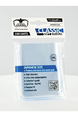 Ultimate Guard Classic Soft sleeves (SMÅ LOMMER Japanese Size (Yugioh størrelse) transparent (clear/gennemsigtig) (100 lommer)