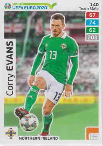 Adrenalyn XL Road to UEFA EURO 2020 #140 Corry Evans (Northern Ireland)