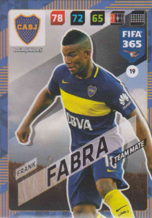 Adrenalyn FIFA 365 2018 019 Frank Fabra, Boca Juniors