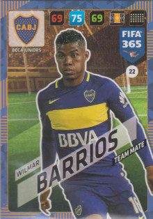 Adrenalyn FIFA 365 2018 022 Wilmar Barrios, Boca Juniors