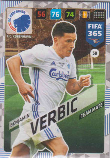 Adrenalyn FIFA 365 2018 058 Benjamin Verbic, FC København