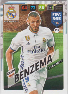 Adrenalyn FIFA 365 2018 135 Karim Benzema, Real Madrid CF