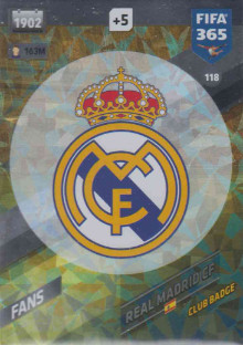 Adrenalyn FIFA 365 2018 118 Club Badge Real Madrid CF, Real Madrid CF
