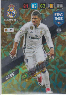 Adrenalyn FIFA 365 2018 119 Casemiro, Real Madrid CF