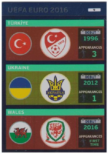 Adrenalyn Euro 2016 #009, Turkiye / Ukraine / Wales