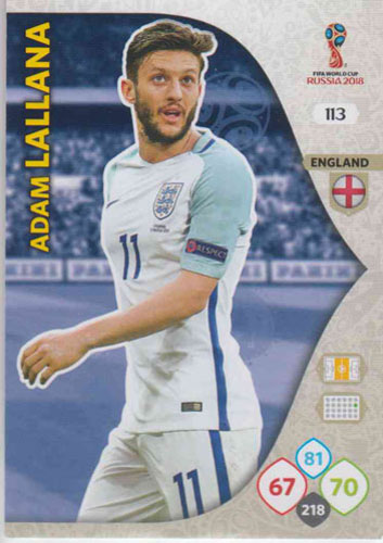 Adrenalyn World Cup 2018 #113 Adam Lallana (England)