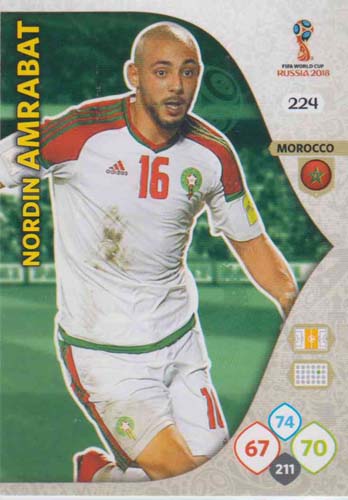 Adrenalyn World Cup 2018 #224 Nordin Amrabat (Morocco)