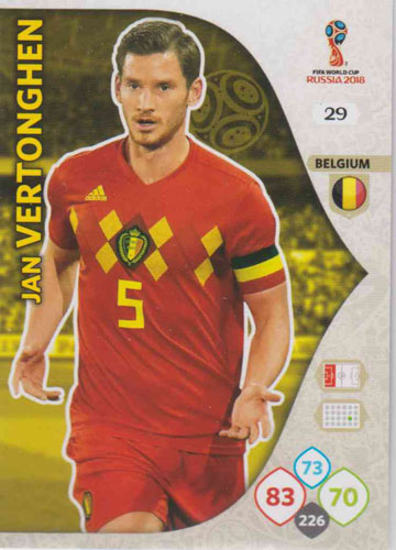 Adrenalyn World Cup 2018 #029 Jan Vertonghen (Belgium)