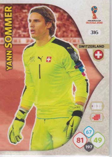 Adrenalyn World Cup 2018 #316 Yann Sommer (Switzerland)