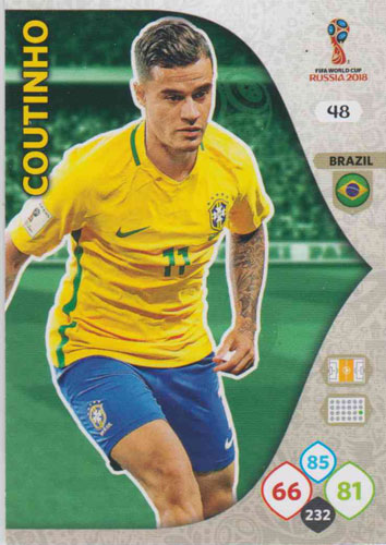 Adrenalyn World Cup 2018 #048 Philippe Coutinho (Brazil)