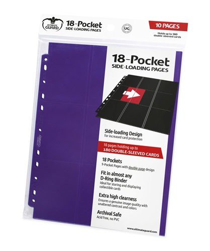 Ultimate Guard 18-Pocket Pages (Mappelommer til Ringbind/11 Huller) Side-Loading Purple (Lilla) (10)