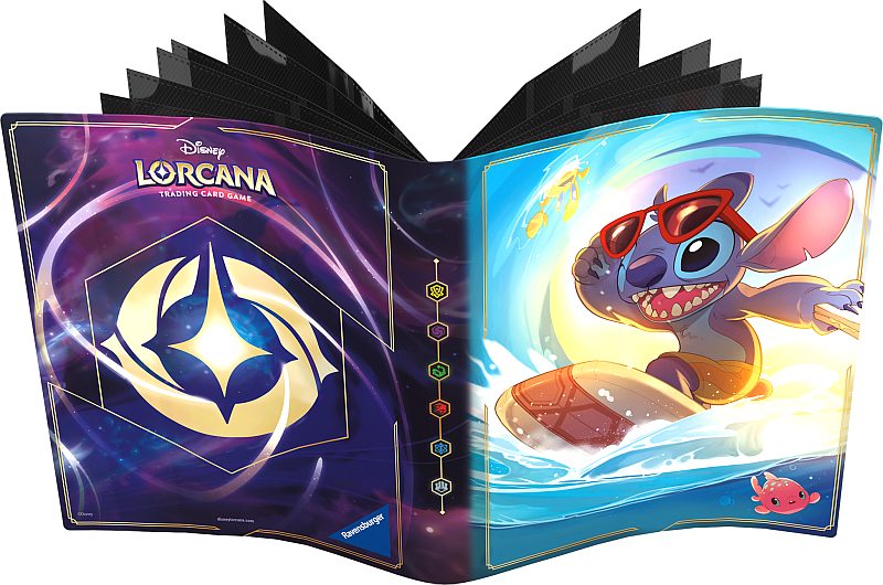 Mappe - Disney Lorcana TCG: Set 01-04 (The First Chapter): Stitch - Carefree Surfer - 4-Pocket Lorebook Card Portfolio - Album (Holder 64 kort + 8 Oversized kort)