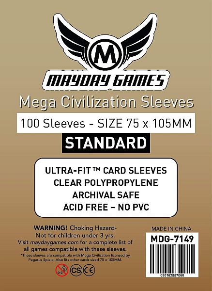 Mayday Games - "Mega Civilization" Card Sleeves - 75x105mm - 100 Lommer - #MAY7149