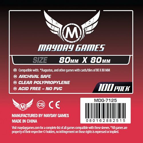 Mayday Games - Square Card Sleeves - 80x80mm - 100 Lommer - #MAY7125 / #MDG-7125