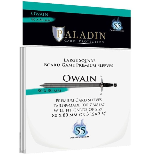 Paladin Sleeves - Owain - Premium Large Square - 80x80mm - Clear (Transparent) (55 Kortlommer)