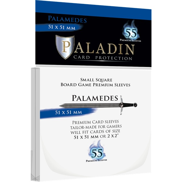 Paladin Sleeves - Palamedes - Premium Small Square - 51x51mm - Clear (Transparent) (55 Kortlommer)