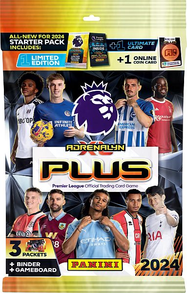 Panini Adrenalyn XL: Premier League 2023/2024 PLUS - Startersæt - Mappe, 3 Booster Packs + Limited Edition & Ultimate
