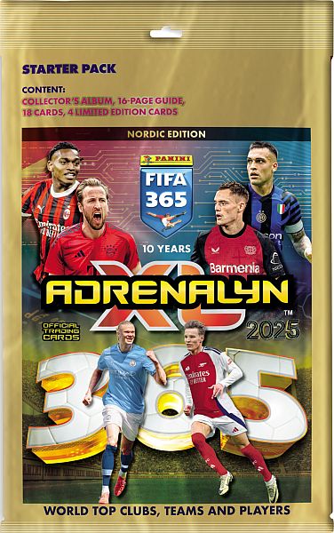 Panini Adrenalyn XL: FIFA 365 2025 Nordic Edition - Startersæt - Mappe, Guide, 3 Boosters & 3 Limited-kort