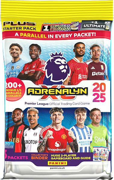 Panini Adrenalyn XL: Premier League 2024/2025 PLUS - Startersæt - Mappe, 3 Booster Packs + Limited Edition & Ultimate