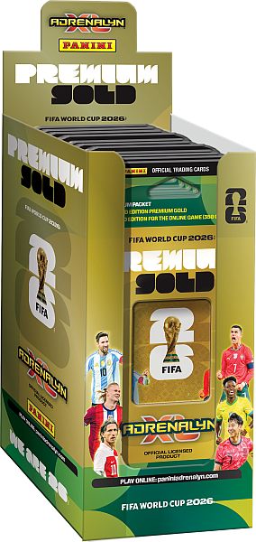 Panini Adrenalyn XL: FIFA World Cup 2026 Special Edition - Premium Gold Blister Display - 1 Box med 10 Premium Gold Blister-Pakker (Booster)