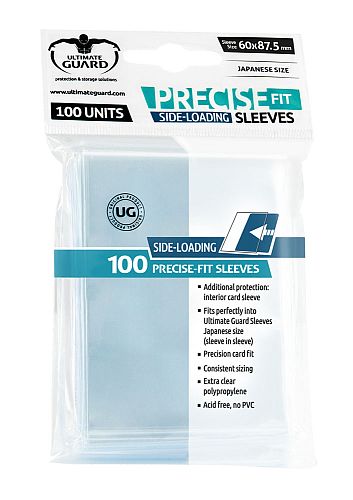 Ultimate Guard Precise-Fit sleeves (60x87,5mm lommer) Side-Loading Japanese Size transparent (gennemsigtig) (100 lommer) (Perfect Fit)