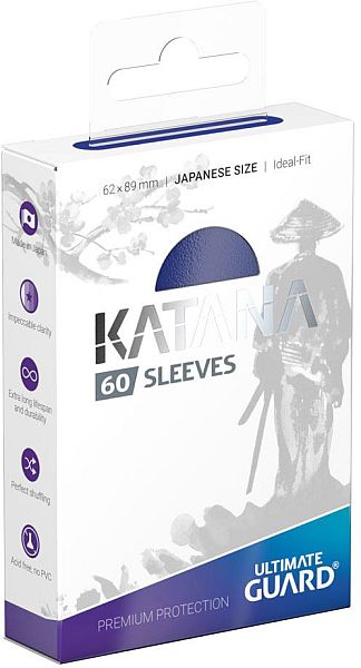 Ultimate Guard - Katana Sleeves (Kortlommer) - Japanese Size (Yugioh-størrelse) Blue (60 Sleeves)