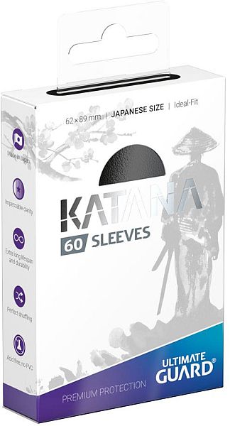 Ultimate Guard - Katana Sleeves (Kortlommer) - Japanese Size (Yugioh-størrelse) Black (60 Sleeves)