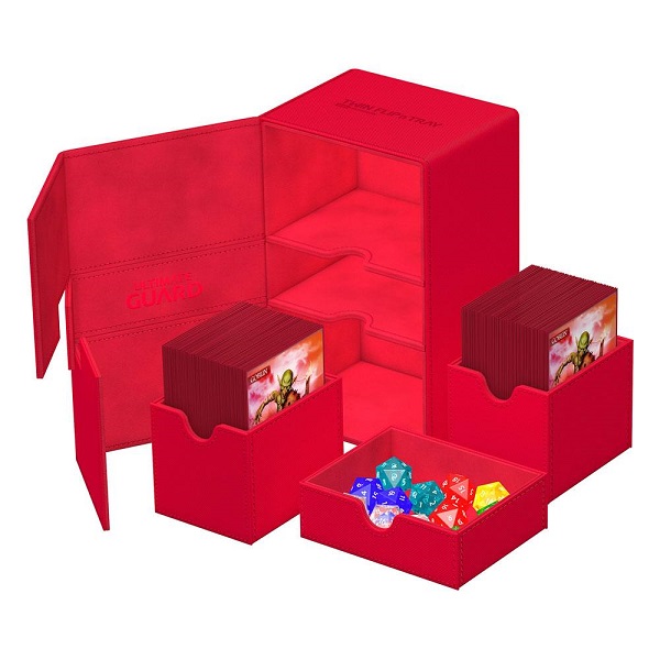 Ultimate Guard Twin Flip'n'Tray Deck Case (Deck Box) 160+ Standard Size XenoSkin Monocolor Red (Rød)