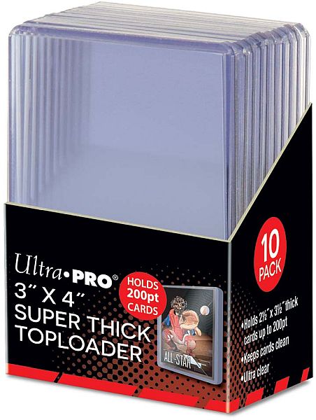 Ultra Pro Toploader: Super Thick (200PT) - Box (10 stk.) - Plastik Deck Protector til kort i lommer - Sleeves #15286