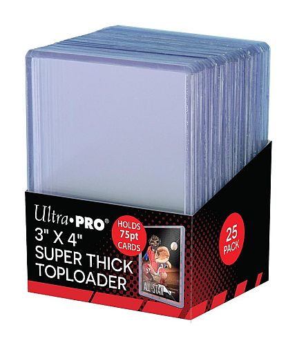 Ultra Pro Toploader: Super Thick (75PT) - Box (25 stk.) - Plastik Deck Protector til kort i lommer - Sleeves #81347