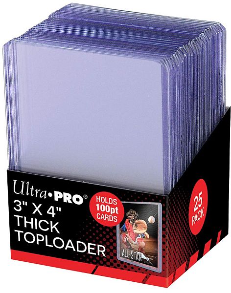 Ultra Pro Toploader: Thick (100PT) - Box (25 stk.) - Plastik Deck Protector til kort i lommer - Sleeves #81846